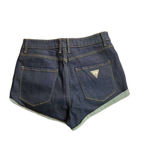 Vintage 1990s Guess Dark Wash Cuffed Denim Shorts - Picture 1 of 10
